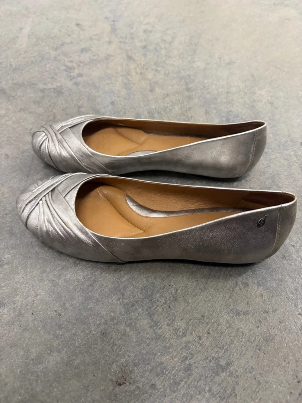 Nurture Silver Pleated Toe Ballet Flats